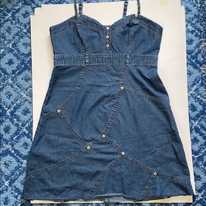 Soft jean dress w/ braided straps
